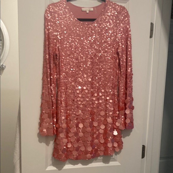 LoveShackFancy Pink Sequin Mini Dress SIZE SMALL - Picture 2 of 5